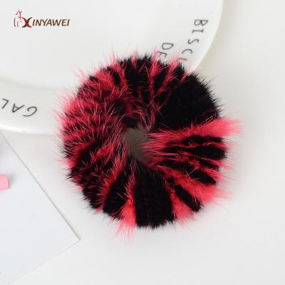 China Factory Price Cute European And American Style Mink Furry Fur Fashion Hair Accessories With Elastic Band For Women for sale