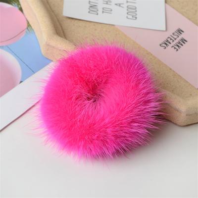 China High Quality Cute Elastic Hair Accessories Bands Real Girls Mink Fur Elastic Ring Rope Hair Accessories Scrunchie Headband for sale