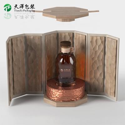 China Handmade Unique New Design Solid Wood Wine Case Luxury Wooden Wine Gift Display Box for sale