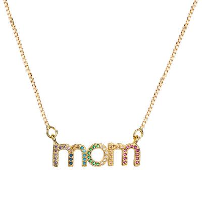 China Environmental Friendly 18K Gold Mother's Day Colorful Lowercase Letter Mum Necklace for sale