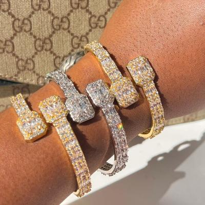 China New Vogue CZ Jewelry Hiphop Flynee Female Micro Pave Square Zirconia Bracelet For Women Hip Hop Jewelry for sale