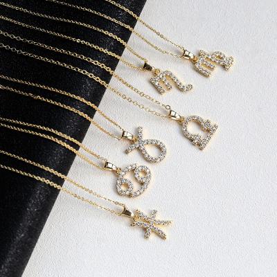 China Flynee Pendant Necklace Elegant Women Diamond Necklace Jewelry Horoscope Astrology Constellation CZ Gold 12 Stone TRENDY Zodiac Sign for sale