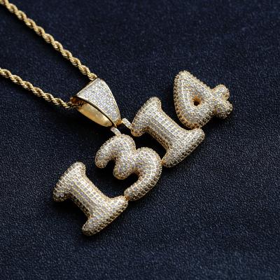 China TRENDY Hip Hop Necklace Jewelry Micro Pave Custom Zircon CZ Zircon Birthday Day Special Birthday Personalized Number Pendant for sale