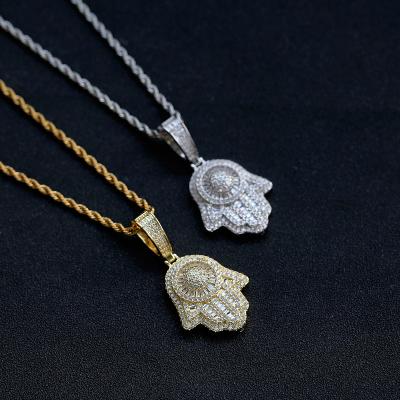 China Flynee Jewelry Vintage Zircon FASHION Hip Hop Fatima Hands Hasma Pendant Necklaces for sale