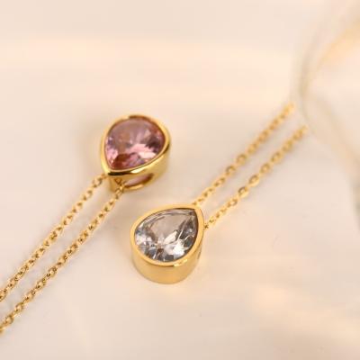 China Pear Shaped Wedding Minimalist Zircon 18K CZ Zircon Droplet Water Droplet Water Droplet Jewelry Minimalist Nickel Free Gold Plated Diamond Necklaces Elegant Simple for sale