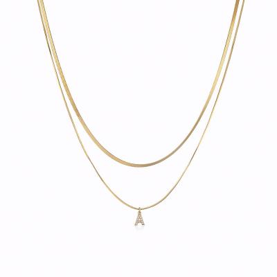 China 2021 18K Gold Jewelry Fashion Alphabet Pendant Necklace A-Z Tiny Arabic Alphabet TRENDY Charm Zirconia Pendant Necklace for sale