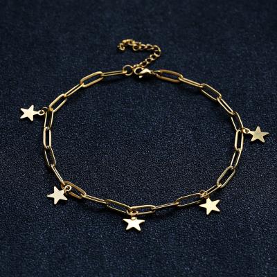 China FASHIONABLE Elegant Bohemian Stainless Steel 14K 18K Gold Plated Women Foot Jewelry Anklets Ladies Star Charm Anklet for sale