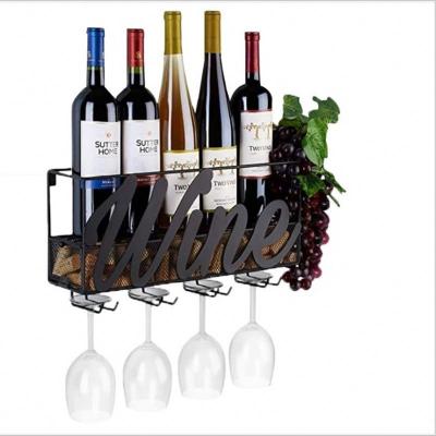 China Wine Hanging Rack (Other) Adjustable Wall Mounted Rack Wine Glass 2 Layer Rack Family Living Room Kitchen Wooden Floating Display for sale