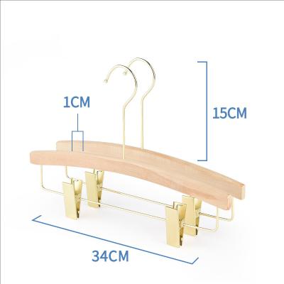 China Behind Doors/On Walls Good Selling Kids Wooden Hanger With Metal Clamp Pant Hanger Wood Hangers For Clothes for sale