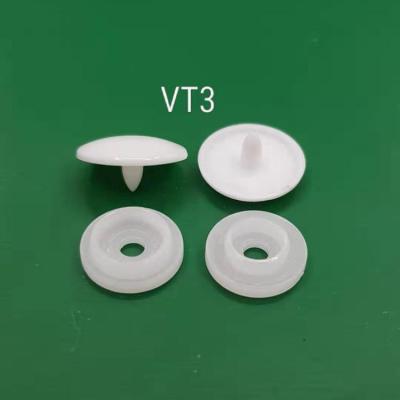 China Eco - Friendly White Plastic Dry Cleaning Button VT3 POM / PP Snap Button for sale