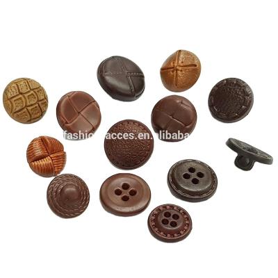 China Dry Cleaning Two Holes / Four Holes Artificial Leather Buttons For Garment for sale