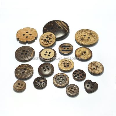 China Dry Cleaning OEM Style 4 Holes Natural Coconut Buttons For Garment Decoration Materials for sale