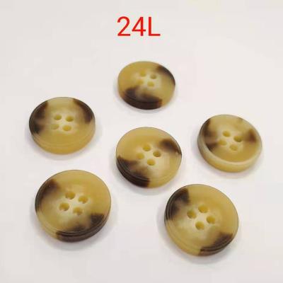 China Wholesale 24L Brown Washable Horn Effect Resin Button for sale