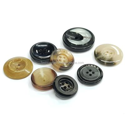 China Top quality viable widely used imitation horn custom resin buttons for men's suit and ladies wind coat for sale