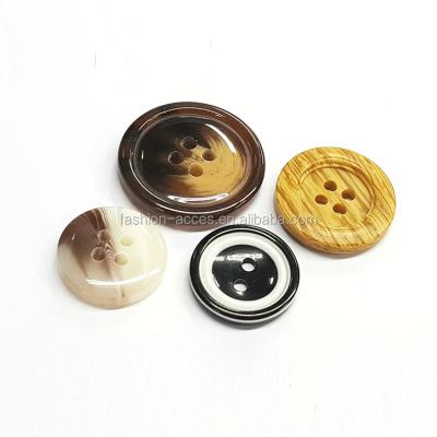 China Viable Popular 4 Hole Flatback Imitated Horn Resin Button for sale