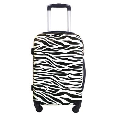 China 24 PC 3pcs 20 Inch 28 Inch Silent Spinners Wheels Custom Zipper ABS Zebra Printed Hard Shell Luggage for sale