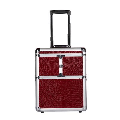 China Fashion Makeup Aluminum Rolling Case With Drawers for sale