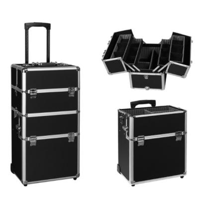 China Makeup Aluminum Black Aluminum Cosmetic Undercarriage Case for sale