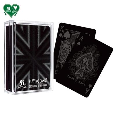 China Black plastic playing cards with engrave - deck for sale