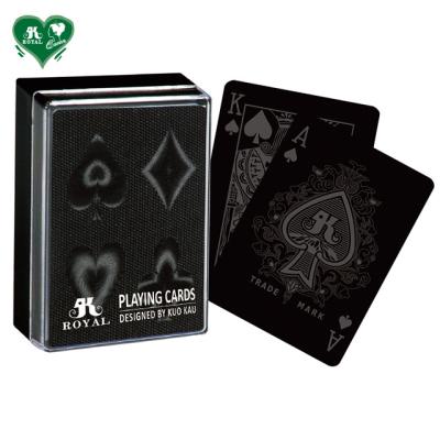 China Plastic Black Playing Cards With Engraving - Poker for sale