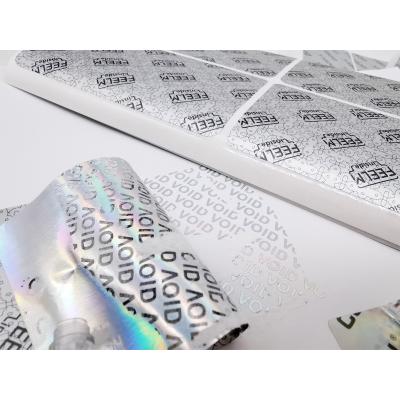 China High Quality Waterproof Custom Void Cardboard Paper Sticker Hologram Holographic Paper Packaging Sticker for sale