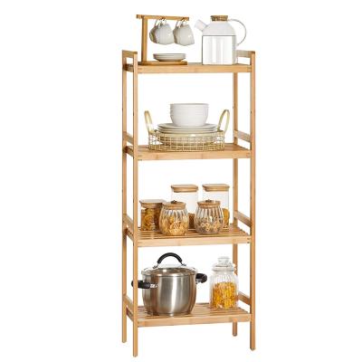 China Flower Minimalist Wholesale Shelf Lvingroom Shelf Bathroom Shelving Bamboo Kitchen Shelf for sale