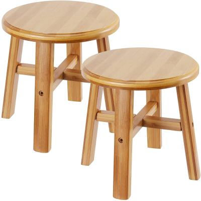 China Chinese round natural bamboo stool with non-slip pad, solid small portable stool bamboo, round stool for sale