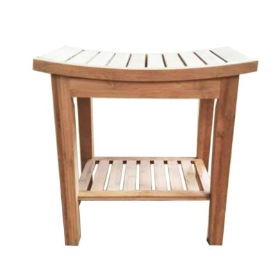 China Contemporary Shower Bench Bamboo Shower Seat Shaving Stool, Spa Bath Bench With Storage Shelf for sale