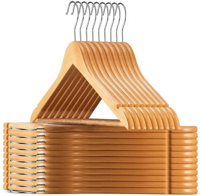 China Minimalist High End Bamboo Suit Hangers (20packs) - Smooth Outdoor Solid Wood Hangers, with Non-Slip Trouser Bars, 360 Rotating Hooks and P for sale