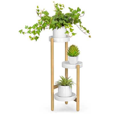 China Eco - Friendly Bamboo Flower Pot / Vase Rack /Rack Plant Pot Rack for sale