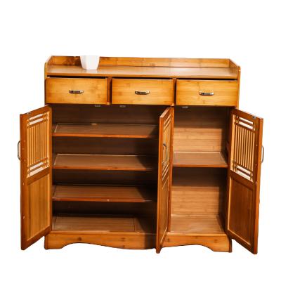 China Luxury Durable Bamboo Three-Layer Single Door Home Shoe Cabinet for sale