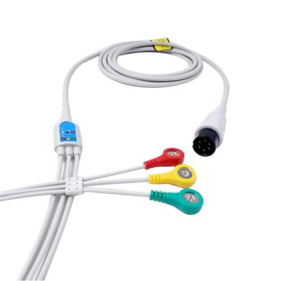 China One piece TPU compatible biolight ecg cable edan 3 lead universal ecg cable for sale