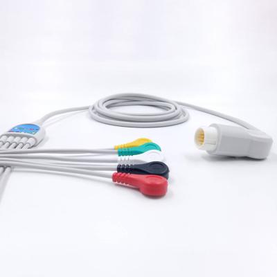 China Compatible TPU schiller holter cable 5 ecg cable 12 pin snap ecg clip for sale