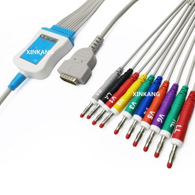 China Compatible TPU Kenz ecg cable banana plug one piece 10 lead 4pin for sale