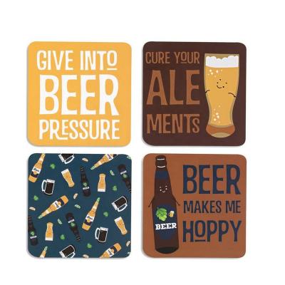 China Viable Square Paper Cup Coaster Coffee Beverage Paper Absorbent Mat, Design Cardboard Paper Beer Coaster for sale