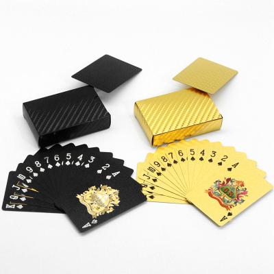 China Durable Matte Waterproof Black Plastic PVC Front And Back Playing Cards Cheap Golden Buy Custom Logo Print Entertaiment Game Card Printer Poker for sale