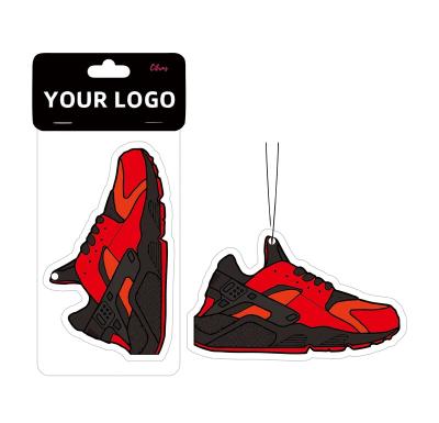 China Custom Logo Perfumed Hanging Car Air Freshener Paper Shape Perfume Artigifts Shoe Shape Promotional Long Lasting Air Freshener Eco Friendly Car for sale