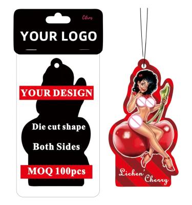 China Wholesale Sexy Lady Perfume Car Hanging Air Freshener Long Lasting Beautiful Custom Scented Paper Car Air Fresheners For Car Wash Shop for sale