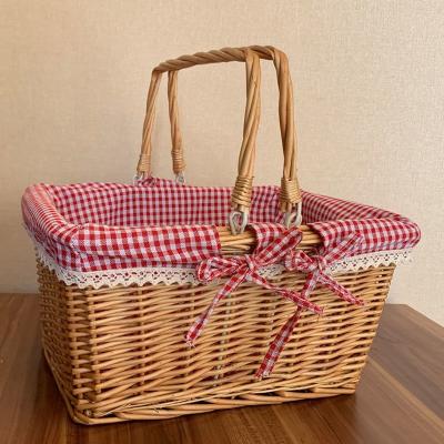 China Sustainable Bamboo Basket Woven Basket Woven Rattan Picnic Picnic Shopping Basket Storage Egg Basket for sale