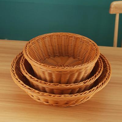 China Sustainable Food Cake Dessert Furnishing Decoration Props Storage Basket Woven Rubber Rattan Fruit Bread Vegetable Basket for sale