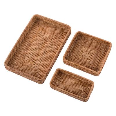 China Retro Viable Sorting Tray Rattan Restaurant Knife and Fork Chopsticks Storage Box for sale