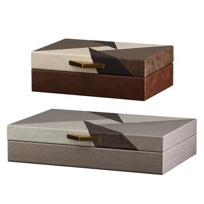 China New Bedroom Decoration Jewelry Storage Box Luxury Chinese Tray Recycable Light Jewelry Leather Jewelry Box for sale