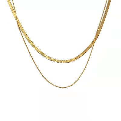 China Newest Fashion TRENDY Engagement Clavicle Gold Plated Unisex Stainless Steel Snake Chain for sale