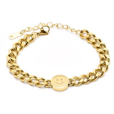 China Hand Jewelry Women I NS High Quality Stainless Steel Cute Smiling Girlfriends Cold Wind Bracelet 18K Gold New for sale