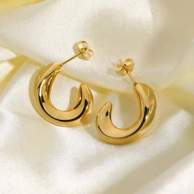 China High Quality High Quality Stud Earrings Sample C Earring Hoop Jewelry Stainless Steel 18k Gold Plated Stud Earring for sale