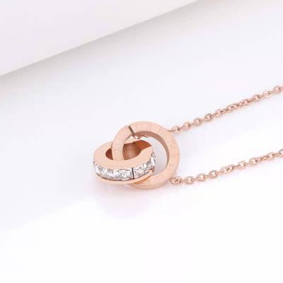 China LingLi Stainless Steel Women Necklace Waterproof Famous Letter Necklace Rose Gold Plating Roman Number Environmentally Friendly Pendant Clavicle Chain for sale