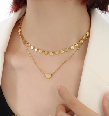 China New Arrival FASHIONABLE Silver Plated Popularity Gold Women Jewelry 18K Double Layer Necklace for sale