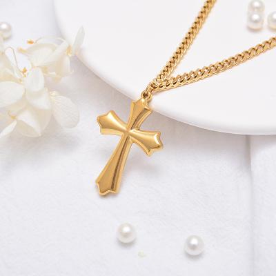 China Hip Hop Popular Cross Style High Quality Anti-allergy Stainless Steel Necklace Unisex Pendant Necklace With Chain Jewelry for sale