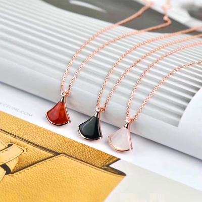 China Stainless Steel TRENDY Necklaces Letter C Fashion Famous Women Fan Shape Titanium Double Cuban Chains Necklace Jewelry for sale