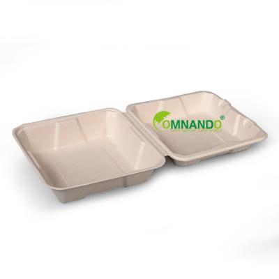 China Custom Disposable Manufacturer Bagasse Lunch Box Sugar Cane Clamshell Disposable Boxes for sale